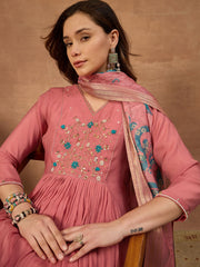 Women Floral Thread and Sequinned Embroidered Kurta & Trouser with Dupatta