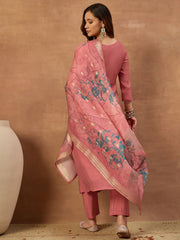 Women Floral Thread and Sequinned Embroidered Kurta & Trouser with Dupatta