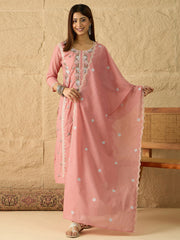 Women Floral Thread and Sequinned Embroidered Kurta & Trouser with Dupatta