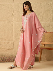 Women Floral Thread and Sequinned Embroidered Kurta & Trouser with Dupatta