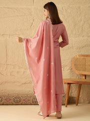 Women Floral Thread and Sequinned Embroidered Kurta & Trouser with Dupatta
