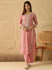 Women Floral Thread and Sequinned Embroidered Kurta & Trouser with Dupatta