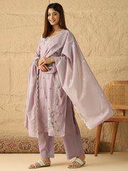 Women Floral Thread and Sequinned Embroidered Kurta & Trouser with Dupatta