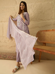 Women Floral Thread and Sequinned Embroidered Kurta & Trouser with Dupatta