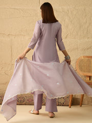 Women Floral Thread and Sequinned Embroidered Kurta & Trouser with Dupatta
