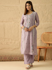 Women Floral Thread and Sequinned Embroidered Kurta & Trouser with Dupatta