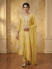 Women Ethnic Motifs Embroidered Regular Thread Work Kurta with Trousers & With Dupatta