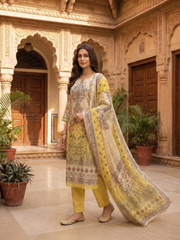 Women Ethnic Motifs Printed Regular Sequinned Kurta with Trousers & With Dupatta