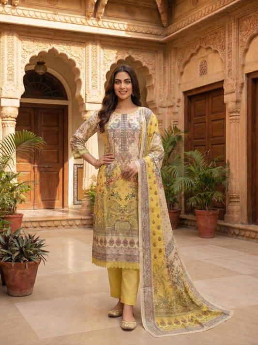 Women Ethnic Motifs Printed Regular Sequinned Kurta with Trousers & With Dupatta