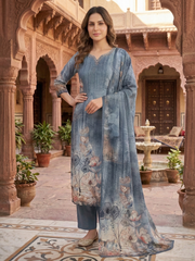 Women Floral Printed Regular Sequinned Kurta with Trousers & With Dupatta