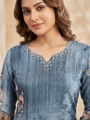 Women Floral Printed Regular Sequinned Kurta with Trousers & With Dupatta