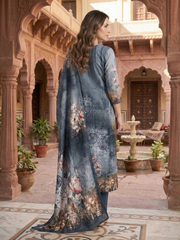 Women Floral Printed Regular Sequinned Kurta with Trousers & With Dupatta