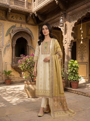 Women Ethnic Motifs Printed and Thread Embroidered Kurta & Trouser with Dupatta