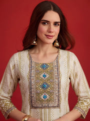 Women Ethnic Motifs Printed Regular Linen Kurta with Trousers & Dupatta