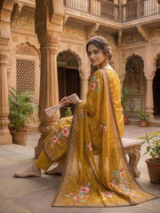 Women Floral Printed and Sequinned Embroidered Kurta & Trouser with Dupatta
