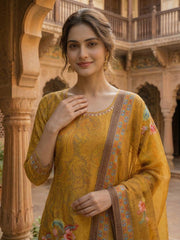 Women Floral Printed and Sequinned Embroidered Kurta & Trouser with Dupatta