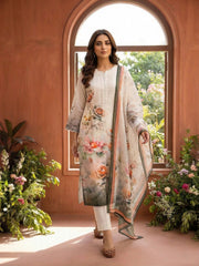 Women Floral Printed Regular Pure Silk Kurta with Trousers & With Dupatta