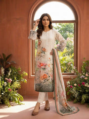 Women Floral Printed Regular Pure Silk Kurta with Trousers & With Dupatta
