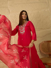 Women Ethnic Motifs Embroidered Regular Mirror Work Kurta with Trousers & With Dupatta