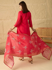 Women Ethnic Motifs Embroidered Regular Mirror Work Kurta with Trousers & With Dupatta