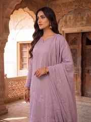 Women Floral Embroidered Regular Thread Work Chanderi Cotton Kurta with Palazzos & With Dupatta