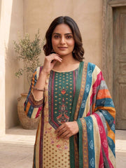 Women Ethnic Motifs Printed Regular Kurta with Trousers & With Dupatta