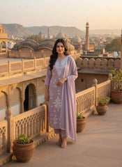 Women Ethnic Motifs Embroidered Regular Thread Work Pure Cotton Kurta with Trousers & With Dupatta