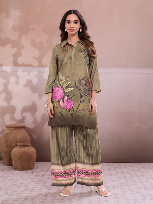 Floral Printed Tunic with Trousers