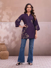 Floral Printed Mandarin Collar Kurta