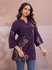 Floral Printed Mandarin Collar Kurta
