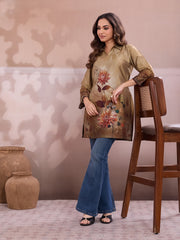 Floral Printed Shirt Collar Kurti