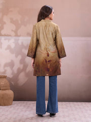 Floral Printed Shirt Collar Kurti