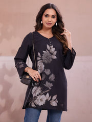 Floral Printed V-Neck Flared Sleeves Kurti
