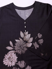 Floral Printed V-Neck Flared Sleeves Kurti