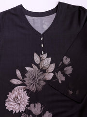 Floral Printed V-Neck Flared Sleeves Kurti