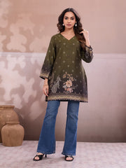 Floral Printed V-Neck Flared Sleeves Kurti