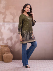 Floral Printed V-Neck Flared Sleeves Kurti