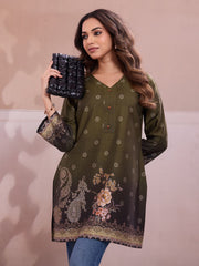 Floral Printed V-Neck Flared Sleeves Kurti