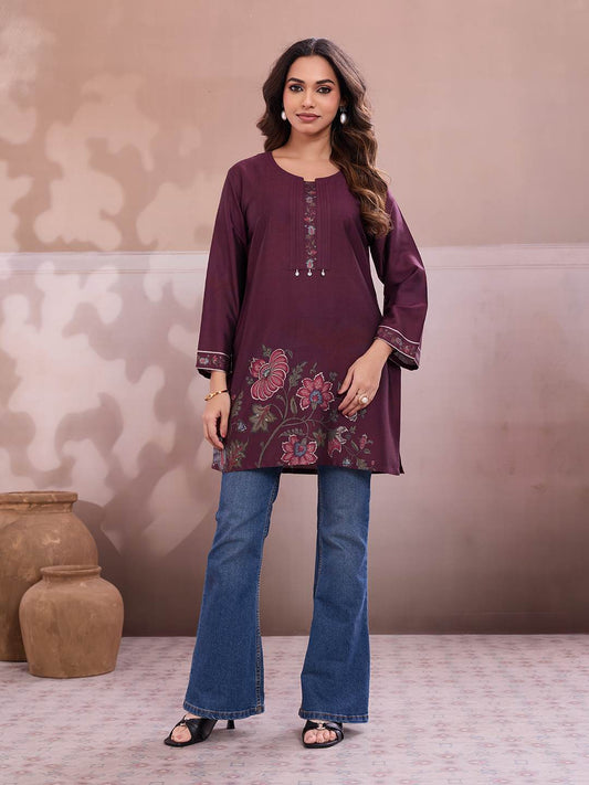 Women Floral Printed Thread Work Floral Kurta