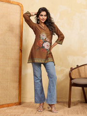 Floral Printed V-Neck Kurti