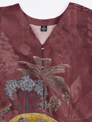 Botanical Printed V-Neck Kurti