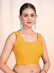 Round Neck Sleeveless Solid Saree Blouse