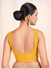 Round Neck Sleeveless Solid Saree Blouse