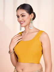 Round Neck Sleeveless Solid Saree Blouse