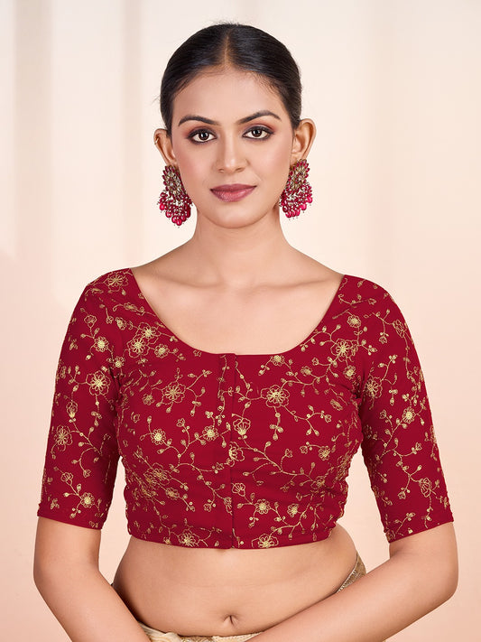 Women Floral Embroidered Saree Blouse