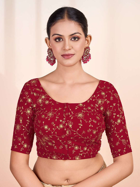Women Floral Embroidered Saree Blouse