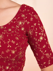 Women Floral Embroidered Saree Blouse