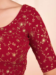 Women Floral Embroidered Saree Blouse