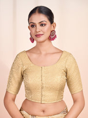 Woven Design Round Neck Saree Blouse