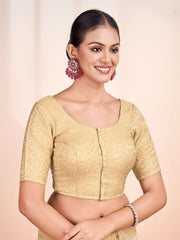 Woven Design Round Neck Saree Blouse
